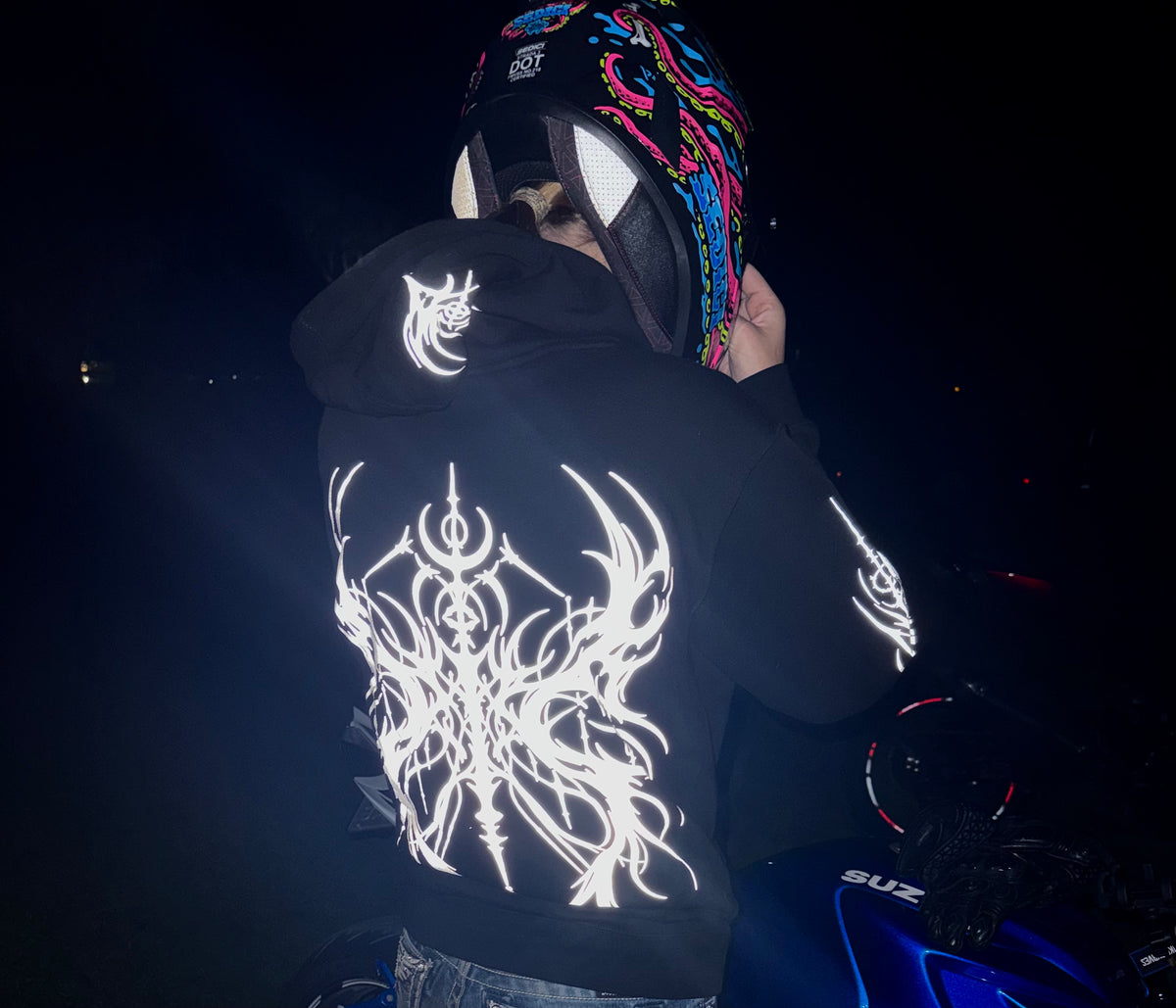 Cyber Sigil Reflective Motorcycle Hoodie – FTF Racing