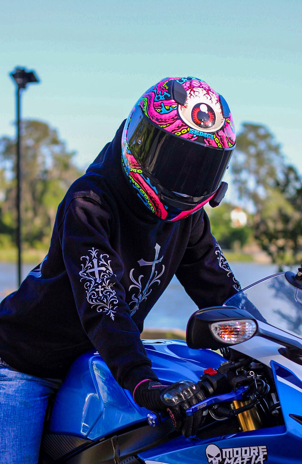 Reflective Biker Hoodie – Faith Over Fear Motorcycle Riding Hoodie