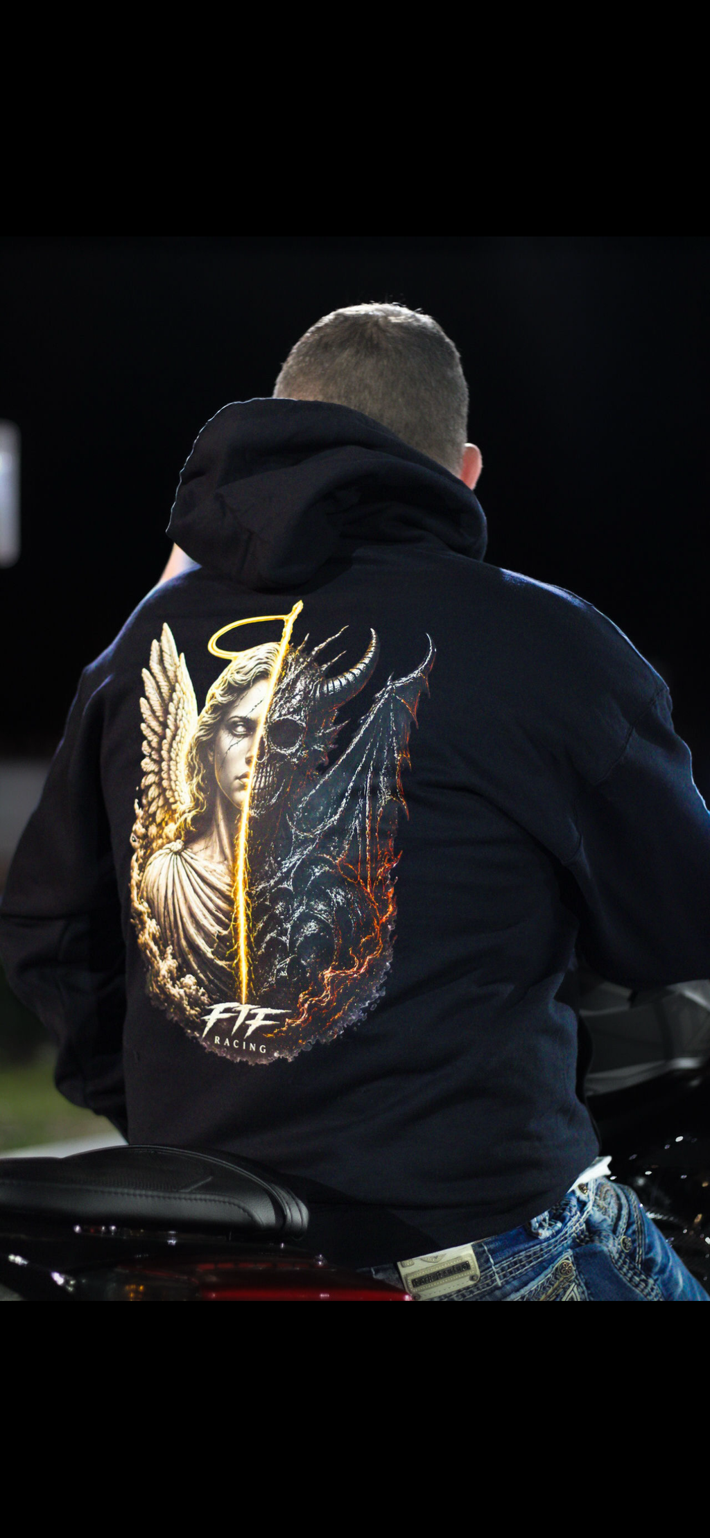 Reflective Motorcycle Hoodie – Angel Wings “Sinner Saint” Riding Hoodie | Night Visibility Streetwear