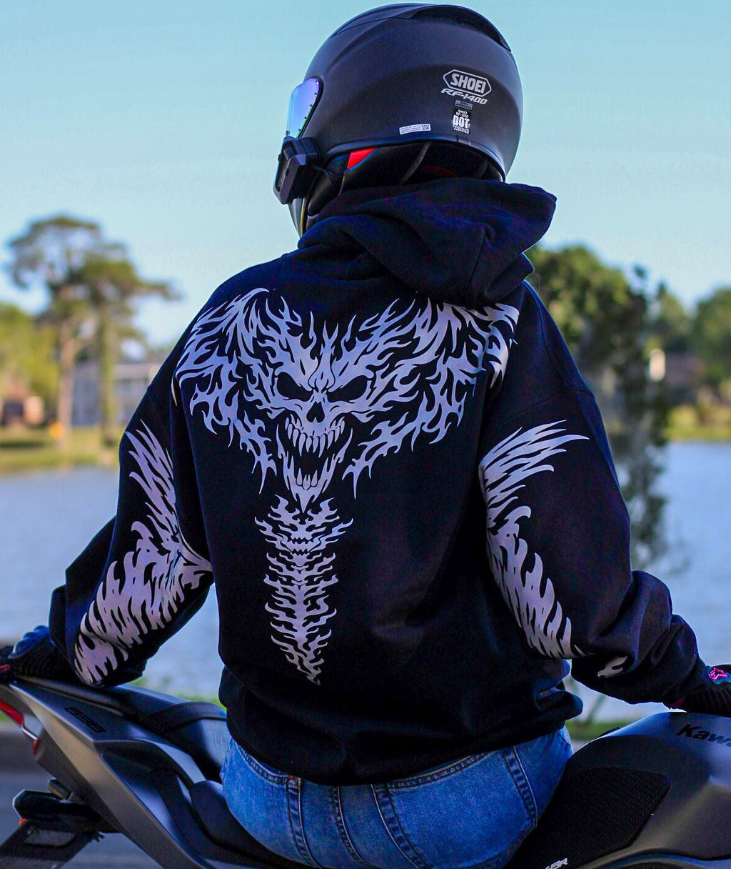Reflective Skeleton Biker Hoodie – Night Riding gear | FTF Racing
