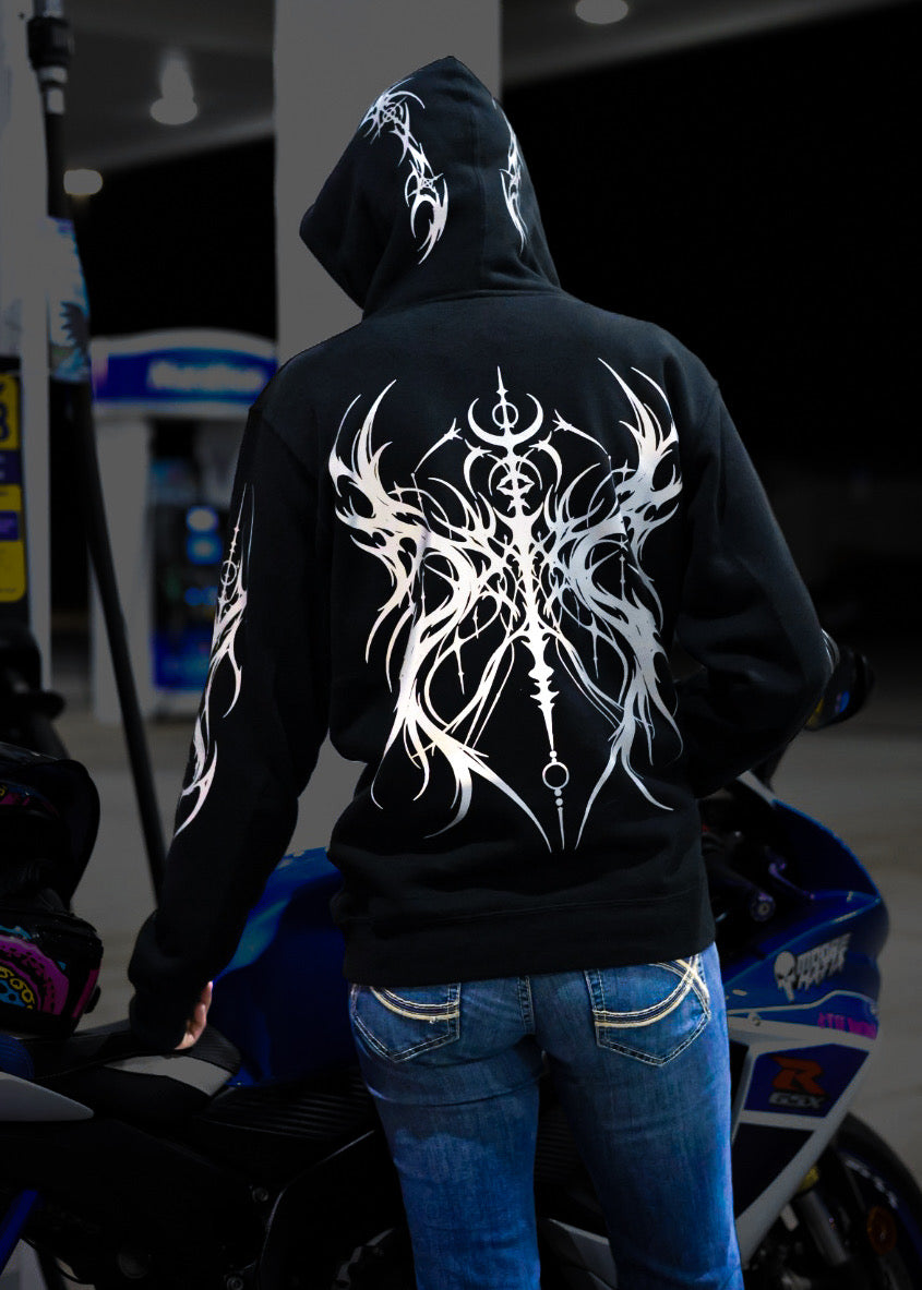 Cyber Sigil Reflective Motorcycle Hoodie – FTF Racing