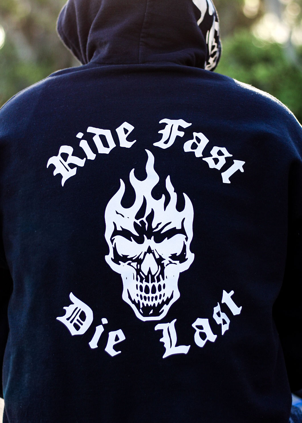 Reflective Skull Hoodie-Ride Fast Die Last Biker Hoodie | High Visibility Streetwear