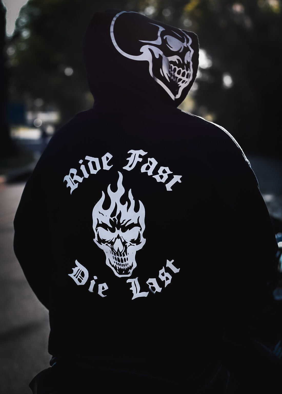 Reflective Skull Hoodie-Ride Fast Die Last Biker Hoodie | High Visibility Streetwear