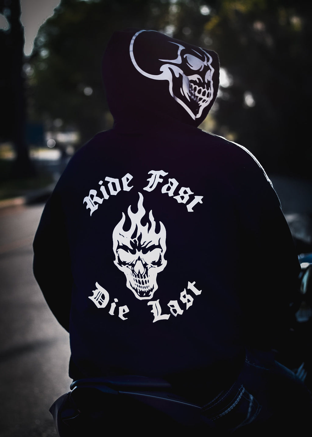 Reflective Skull Hoodie-Ride Fast Die Last Biker Hoodie | High Visibility Streetwear
