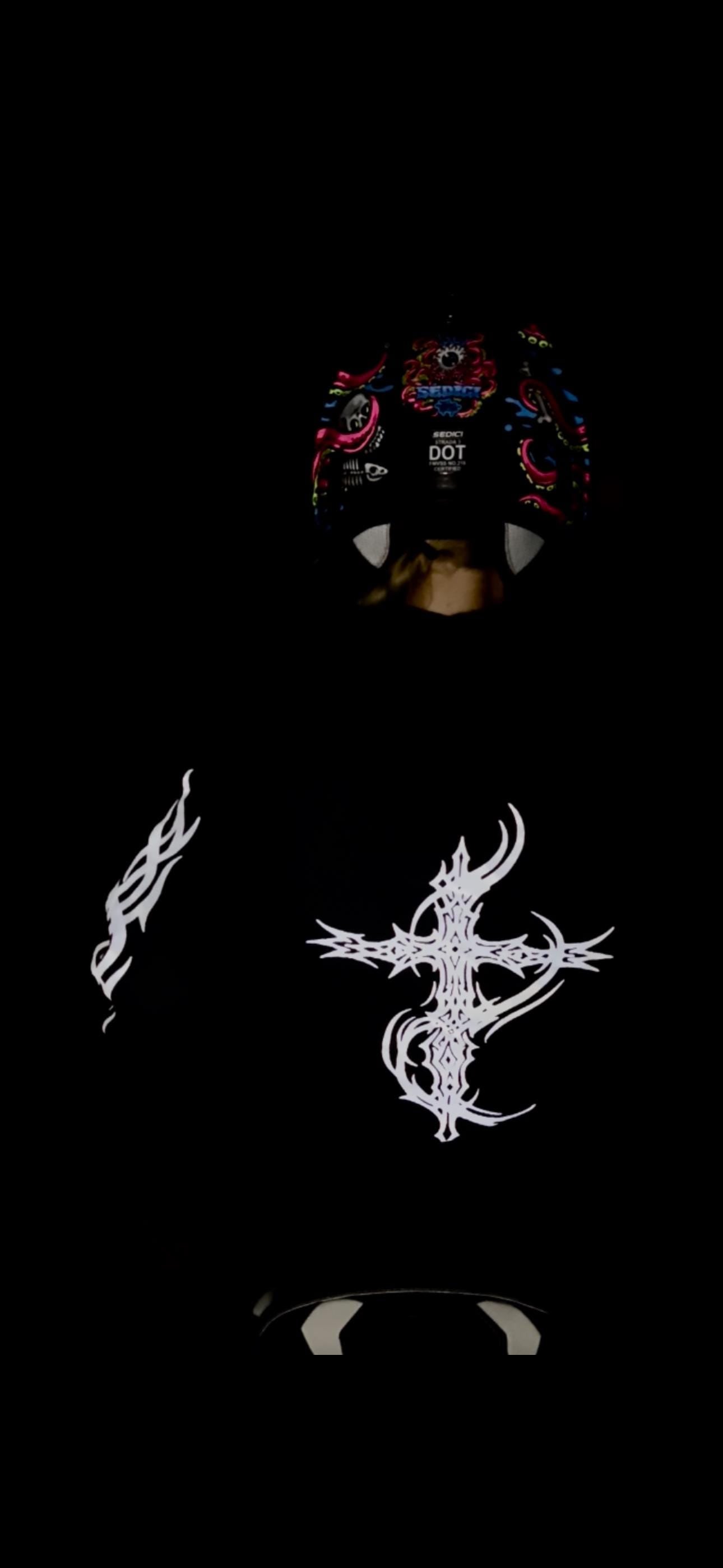 Reflective Cross Hoodie - Biker Hoodie with Tribal Design