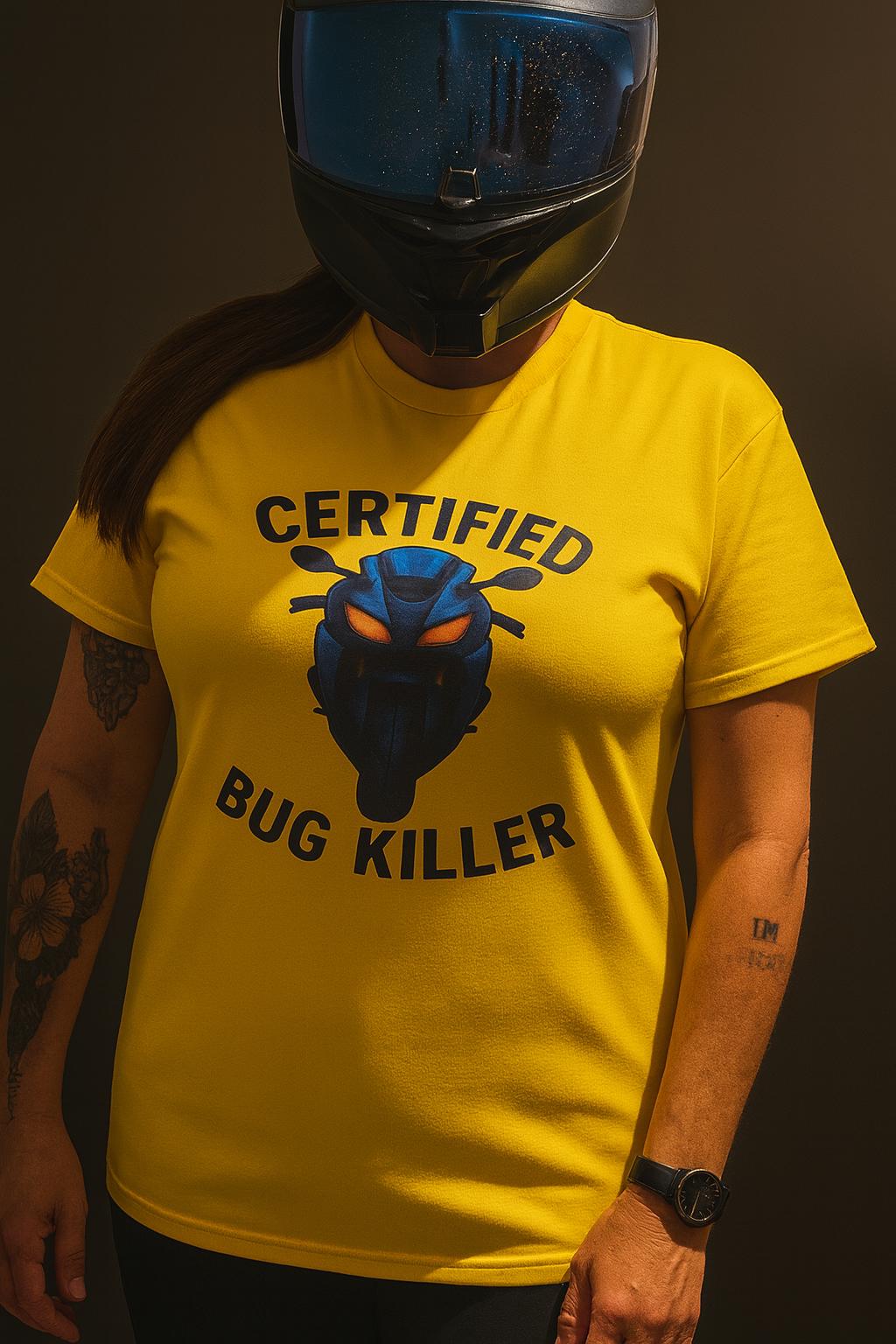 Certified Bug Killer T-Shirt | Funny Motorcycle Rider Tee