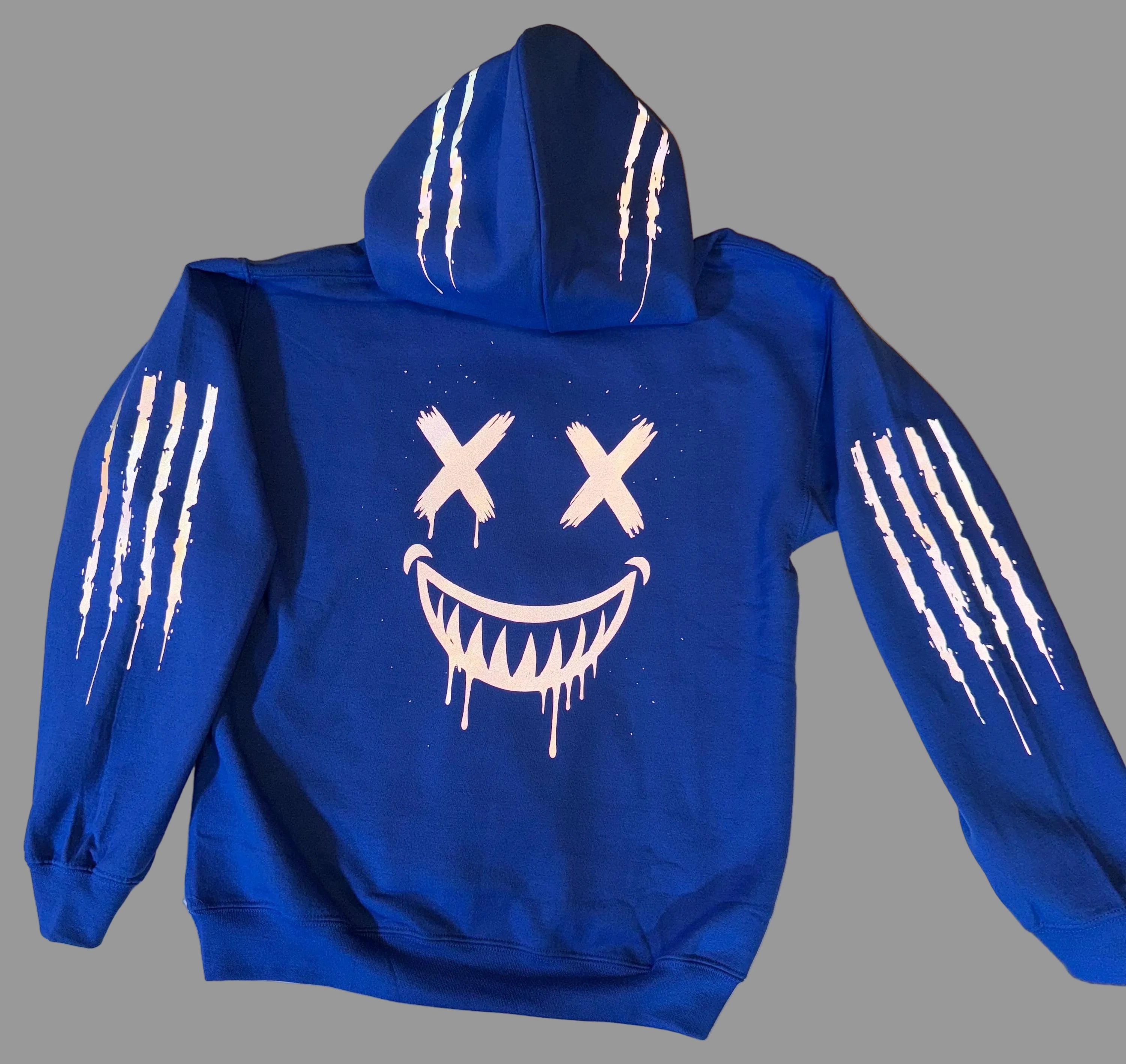 Reflective Smiley Hoodie - Light Up Graphic Streetwear