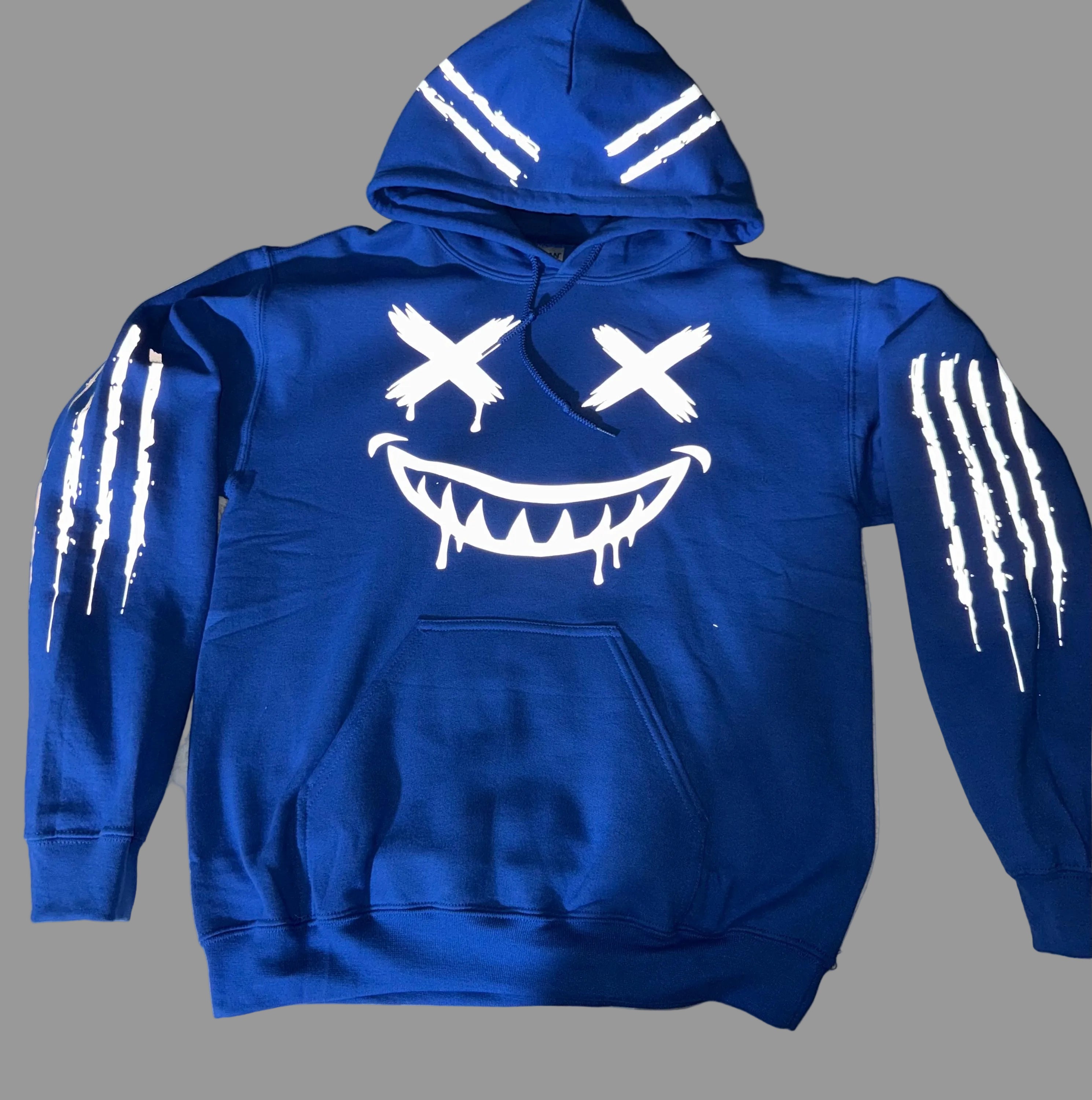 Reflective Smiley Hoodie - Light Up Graphic Streetwear