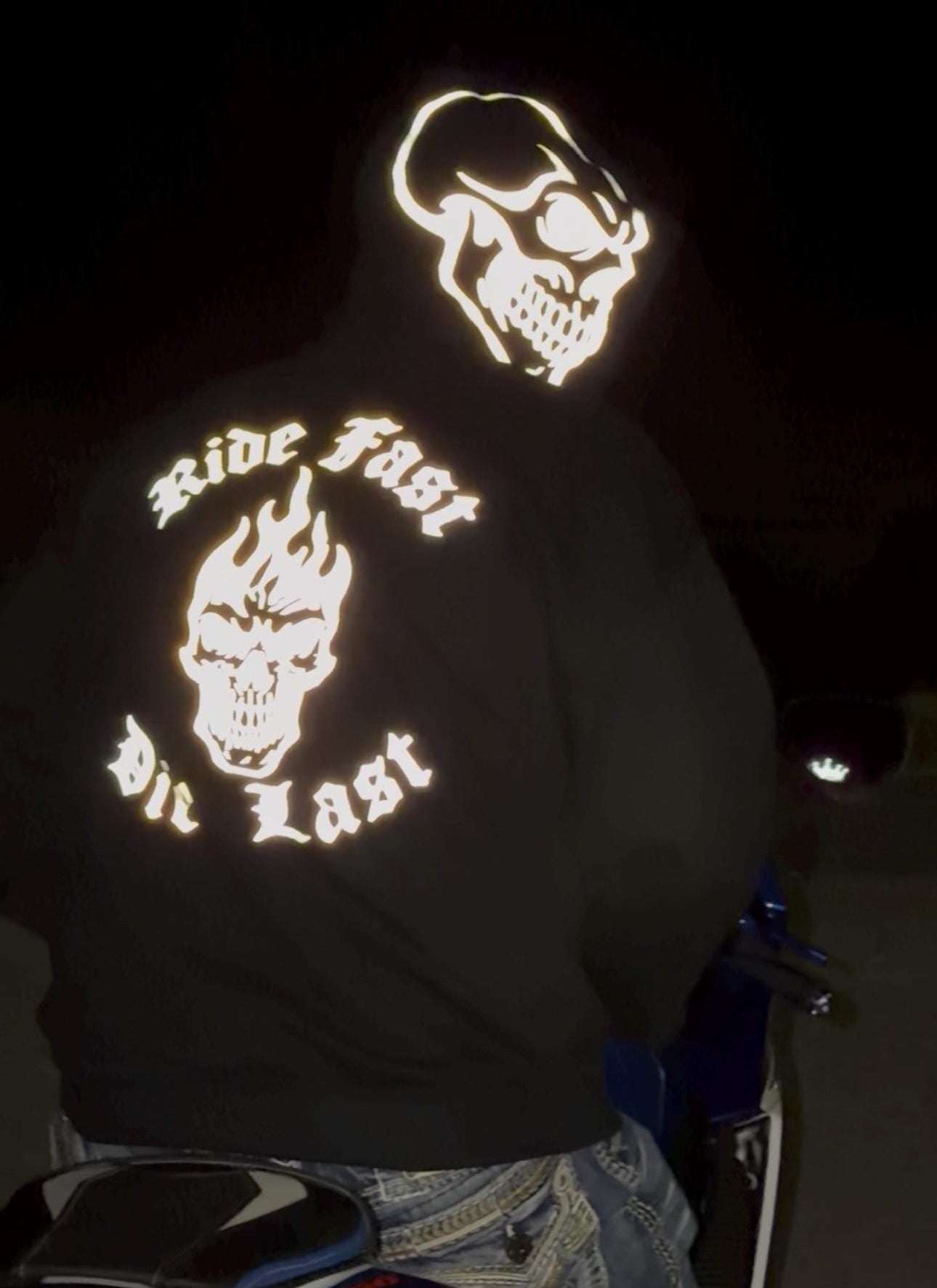 Reflective Skull Hoodie-Ride Fast Die Last Biker Hoodie | High Visibility Streetwear
