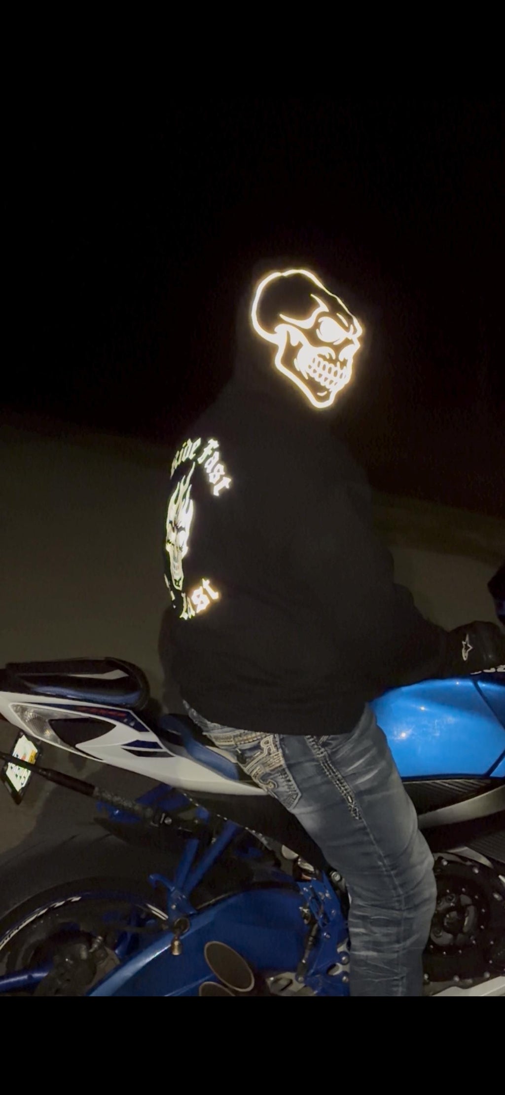 Reflective Skull Hoodie-Ride Fast Die Last Biker Hoodie | High Visibility Streetwear