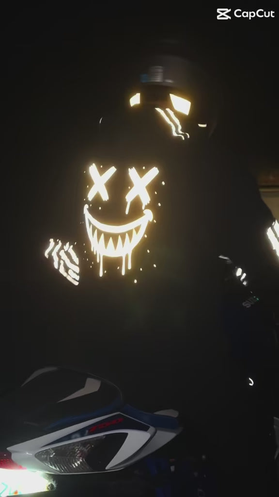 Reflective Smiley Hoodie - Light Up Graphic Streetwear